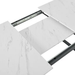 HomeTouch Marble Effect Extendable Dining Table with Iron Metal Legs(L140-180cm x W80cm) in White - Size: 1 Pack - thumbnail 8