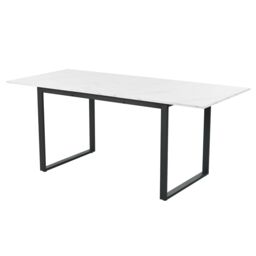 HomeTouch Marble Effect Extendable Dining Table with Iron Metal Legs(L140-180cm x W80cm) in White - Size: 1 Pack - thumbnail 5