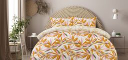 Smart Living Luxury Super Soft Reversible Bright Leaves Duvet Cover With Pillowcase in Natural - Size: King - thumbnail 1