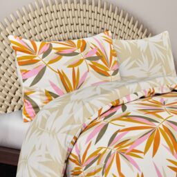 Smart Living Luxury Super Soft Reversible Bright Leaves Duvet Cover With Pillowcase in Natural - Size: King - thumbnail 7