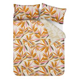Smart Living Luxury Super Soft Reversible Bright Leaves Duvet Cover With Pillowcase in Natural - Size: King - thumbnail 6
