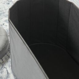 OHS Folding Ottoman Storage Box Footstool Tub Space Saving Velvet Seat, Lozenge in Charcoal - thumbnail 3