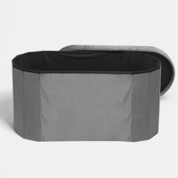 OHS Folding Ottoman Storage Box Footstool Tub Space Saving Velvet Seat, Lozenge in Charcoal - thumbnail 6