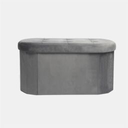OHS Folding Ottoman Storage Box Footstool Tub Space Saving Velvet Seat, Lozenge in Charcoal - thumbnail 5