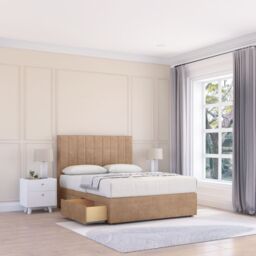 "Sloomy Kansas Naples Bed Set With 2 Drawers, Mattress & 54"" Headboard in Light Sand - Size: Small Single" - thumbnail 1