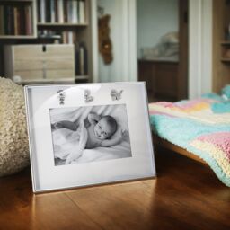 Happy Homewares Silver Baby Photo Frame with Pram, Booties & Rattle Icons - thumbnail 6