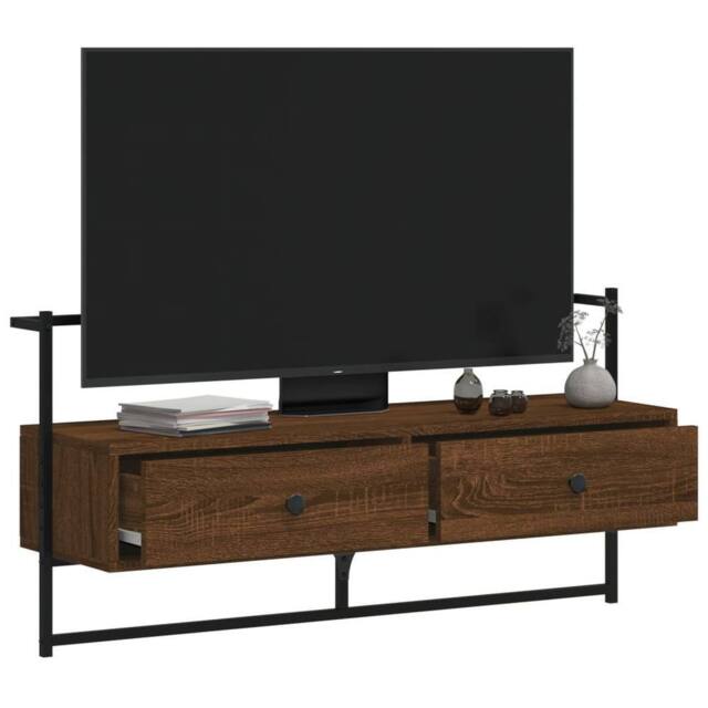 Berkfield Home TV Cabinet Wall-mounted Brown Oak 100.5x30x51 cm Engineered Wood - image 1