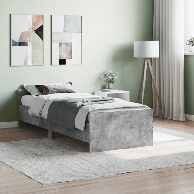 Berkfield Home Bed Frame Concrete Grey 75x190 cm Small Single Engineered Wood - image 1