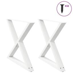 Berkfield Home Dining Table Legs 2 pcs White 90x(72-73.3) cm Steel - thumbnail 2
