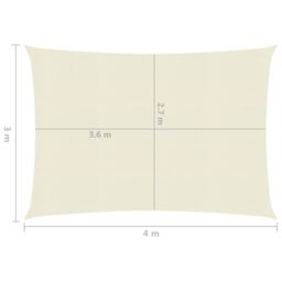 Berkfield Home Sunshade Sail 160 g/m ² Cream 3x4 m HDPE in Beige - thumbnail 6