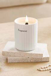 SHEONLY Ceramic Wood Wick Soy Wax Scented Candle, Gardenias in White