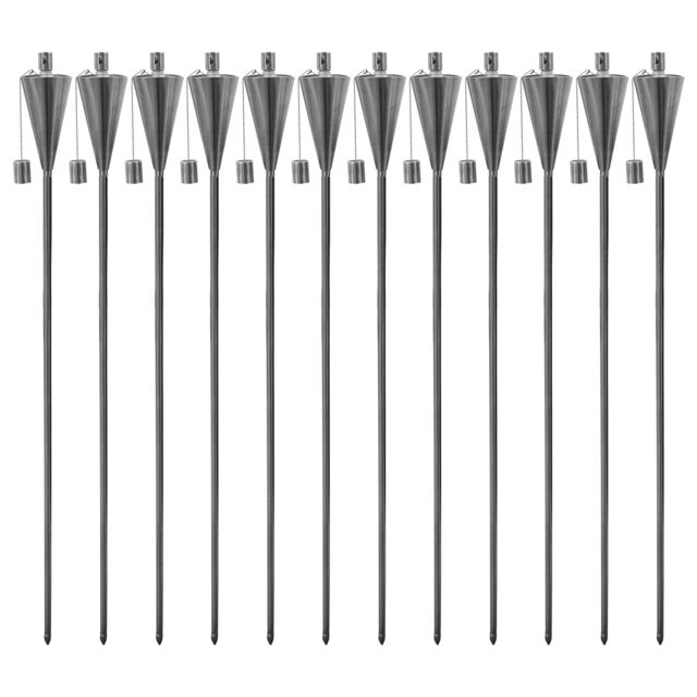 Harbour Housewares 12x Outdoor Flame Torches - Cone Metal Garden Fire Torch Lighting in Silver - image 1