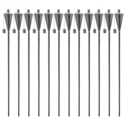 Harbour Housewares 12x Outdoor Flame Torches - Cone Metal Garden Fire Torch Lighting in Silver - thumbnail 1