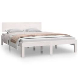 Berkfield Home Bed Frame White Solid Wood 135x190 cm Double - thumbnail 1