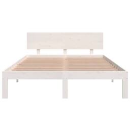 Berkfield Home Bed Frame White Solid Wood 135x190 cm Double - thumbnail 4