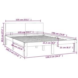 Berkfield Home Bed Frame White Solid Wood 135x190 cm Double - thumbnail 8