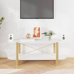 Berkfield Home Coffee Table White 110x48x40 cm Engineered Wood - Size: 110 x 48 x 40 cm - thumbnail 3