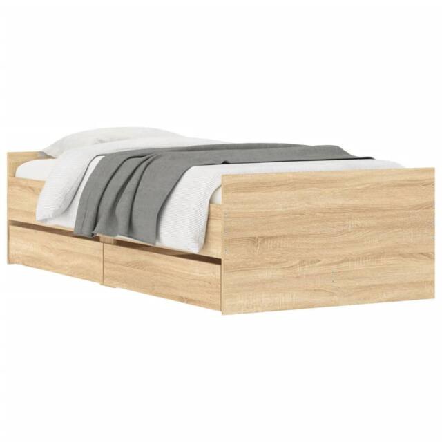 Berkfield Home Modern Bed Frame with Drawers without Mattress Sonoma Oak 90x200 cm in Light Tan - image 1