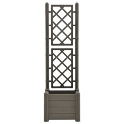 Berkfield Home Garden Planter with Trellis 43x43x142 cm PP Anthracite in Black - Size: 43 x 43 x 142 cm - thumbnail 3