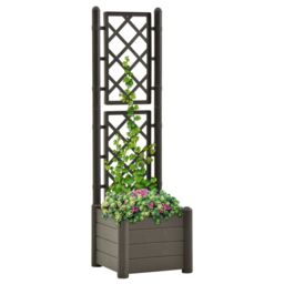 Berkfield Home Garden Planter with Trellis 43x43x142 cm PP Anthracite in Black - Size: 43 x 43 x 142 cm