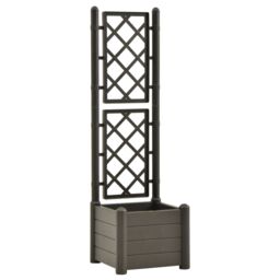 Berkfield Home Garden Planter with Trellis 43x43x142 cm PP Anthracite in Black - Size: 43 x 43 x 142 cm - thumbnail 2