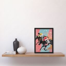 "Artery8 Horserace Jockeys Horse Racing Bold Dynamic Framed Art Print - Size: W12"" x H16""" - thumbnail 4