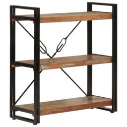 Berkfield Home 3-Tier Bookcase 77x30x80 cm Solid Wood Reclaimed & Iron - Size: 77 x 30 x 80 cm - thumbnail 1