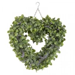 Marco Paul Fake Lavender Flowers Heart Shaped Welcome Door Wreath in Green - thumbnail 3