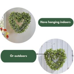 Marco Paul Fake Lavender Flowers Heart Shaped Welcome Door Wreath in Green - thumbnail 6