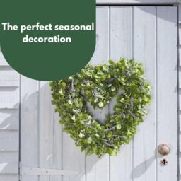 Marco Paul Fake Lavender Flowers Heart Shaped Welcome Door Wreath in Green - thumbnail 7
