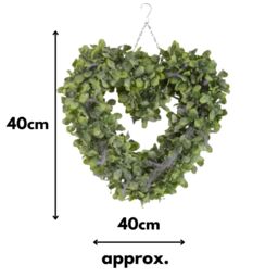 Marco Paul Fake Lavender Flowers Heart Shaped Welcome Door Wreath in Green - thumbnail 2