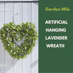 Marco Paul Fake Lavender Flowers Heart Shaped Welcome Door Wreath in Green - thumbnail 4