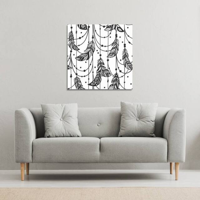 Benjamin Tate Design Hand drawn Bohemian chic style (Canvas Print) / 46 x 46 x 4cm in Natural - Size: 46 x 46 x 4 cm - image 1