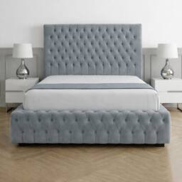 Living Comfort Bedz Countess Upholstered Gas Lift Storage Bed with 48 Inch Headboard in Light Blue - Size: Single - thumbnail 2