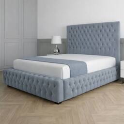 Living Comfort Bedz Countess Upholstered Gas Lift Storage Bed with 48 Inch Headboard in Light Blue - Size: Single - thumbnail 1
