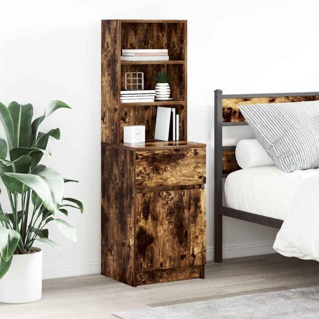 Berkfield Home Bedside Cabinet Smoked Oak 39x35x125 cm Engineered Wood - Size: 39 x 35 x 125 cm - image 1