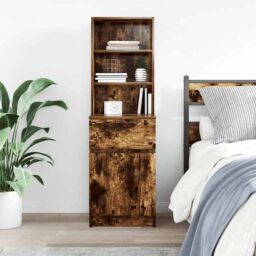 Berkfield Home Bedside Cabinet Smoked Oak 39x35x125 cm Engineered Wood - Size: 39 x 35 x 125 cm - thumbnail 3