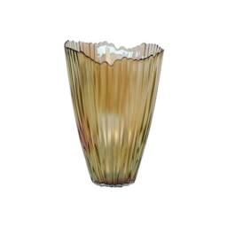 Lemon Pavilion Furniture and Decor Mocha Rippled Vase - Glass - L14.5 x W14.5 x H25 cm - Mocha in Brown