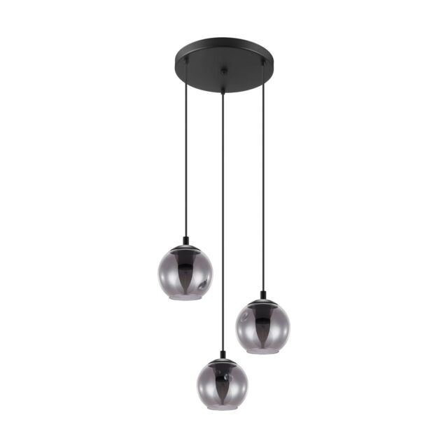 Loops Pendant Light Colour Black Shade Black Transparent Glass Vaporized E27 3x40W - image 1