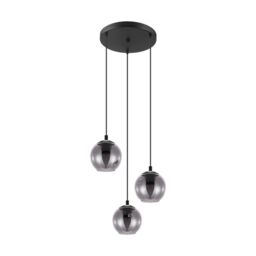 Loops Pendant Light Colour Black Shade Black Transparent Glass Vaporized E27 3x40W