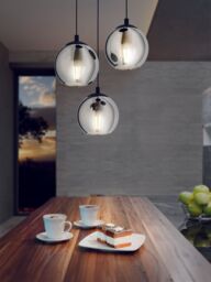 Loops Pendant Light Colour Black Shade Black Transparent Glass Vaporized E27 3x40W - thumbnail 4