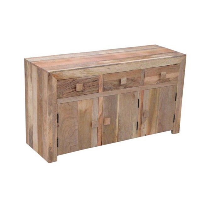 Jaipur Furniture Ltd 3 Door 3 Drawer Sideboard - Mango Wood - L45 x W135 x H76 cm - Light Finish in Brown - image 1
