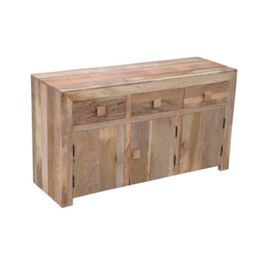 Jaipur Furniture Ltd 3 Door 3 Drawer Sideboard - Mango Wood - L45 x W135 x H76 cm - Light Finish in Brown - thumbnail 1