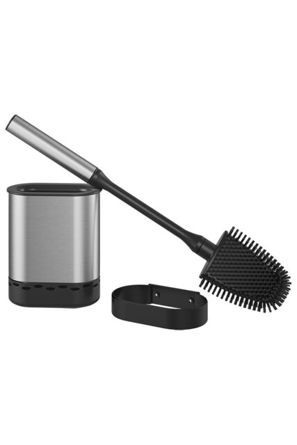 Metaltex Stainless Steel Toilet Brush - Silver/Black in Silver - image 1