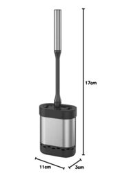 Metaltex Stainless Steel Toilet Brush - Silver/Black in Silver - thumbnail 6