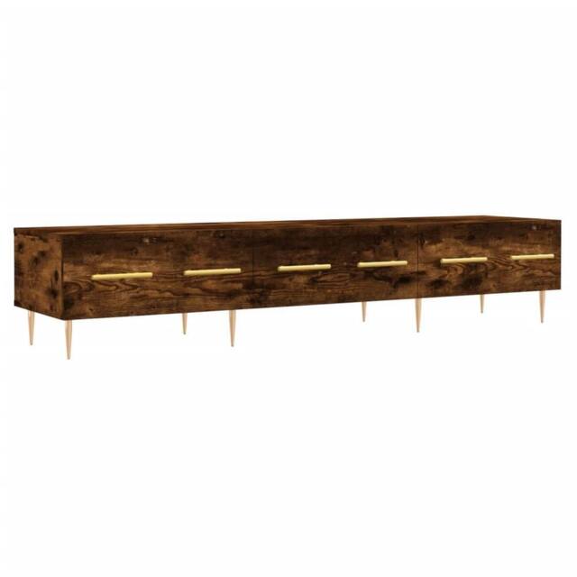Berkfield Home TV Cabinet Smoked Oak 150x36x30 cm Engineered Wood in Brown - Size: 150 x 36 x 30 cm - image 1