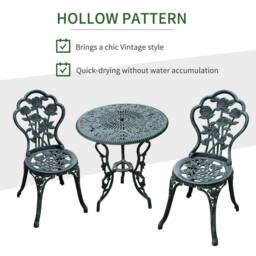 Wyld Haus Lafira 3 Piece Cast Aluminium Bistro Set in Antique Green - thumbnail 6