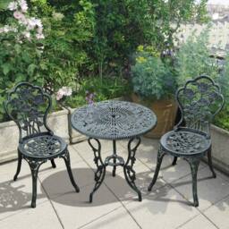 Wyld Haus Lafira 3 Piece Cast Aluminium Bistro Set in Antique Green - thumbnail 3