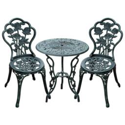 Wyld Haus Lafira 3 Piece Cast Aluminium Bistro Set in Antique Green - thumbnail 2