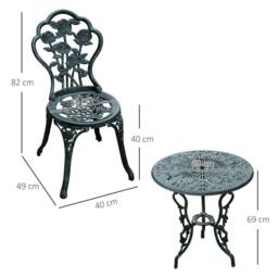 Wyld Haus Lafira 3 Piece Cast Aluminium Bistro Set in Antique Green - thumbnail 4